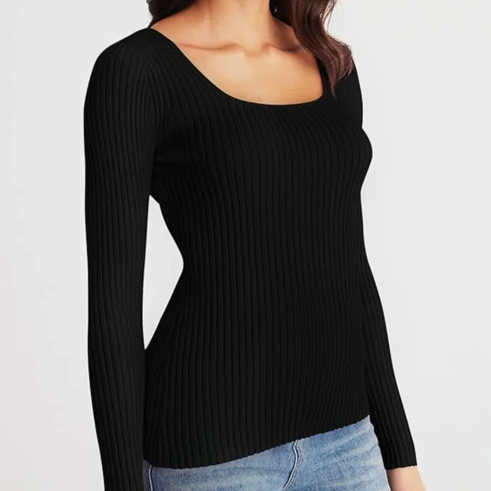 Merokeety Black Ribbed Top - Picture 3 of 4